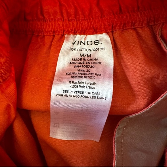 Vince Smocked Culotte High Waist Pull On Wide Leg Pants Orange Size Medium - Picture 3 of 5